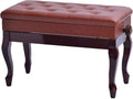 Vanity Bench,Piano Stool Adjustable Piano Bench Piano Stool with Storage SpaceBent Legs Practice Electric Piano Stool Solid Hard Wooden Construction (Reddish Brown)，Reddish Brown