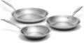 Heritage Steel 3 Piece Fry Pan Set | Made In USA | Titanium Series | 316Ti Skillet with Stay Cool Handle | Fully Clad Stainless Steel Pan with 5-Ply Construction | Induction Ready & Non Toxic