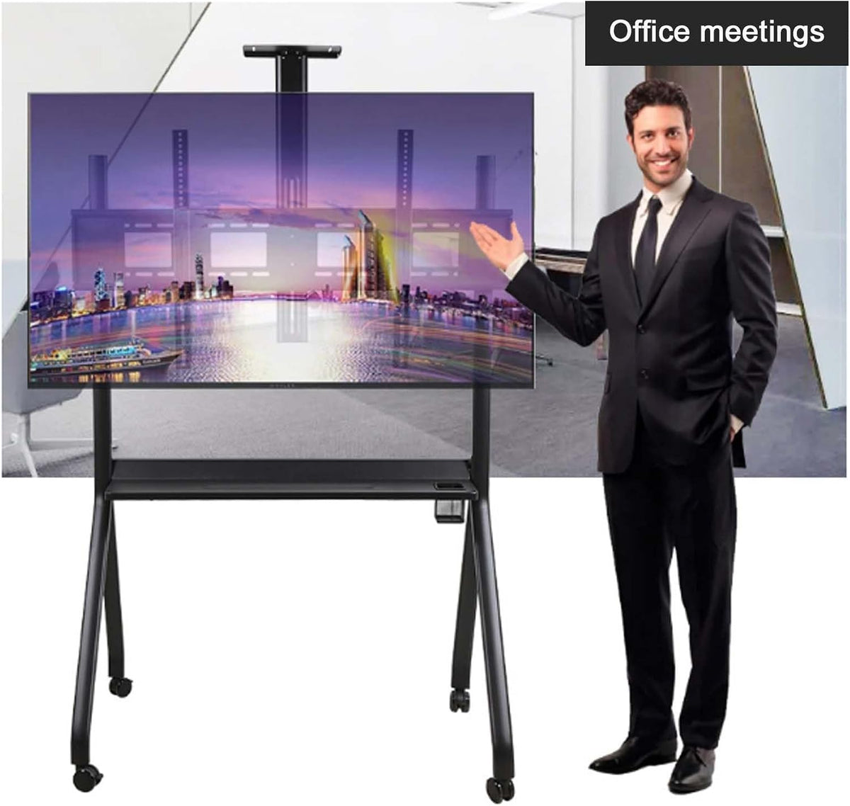 Universal TV Stand Wheels, Fits Most 55'-112' Screen TVs, Height Adjustable TV Floor Stand, 150kg Weight Capacity