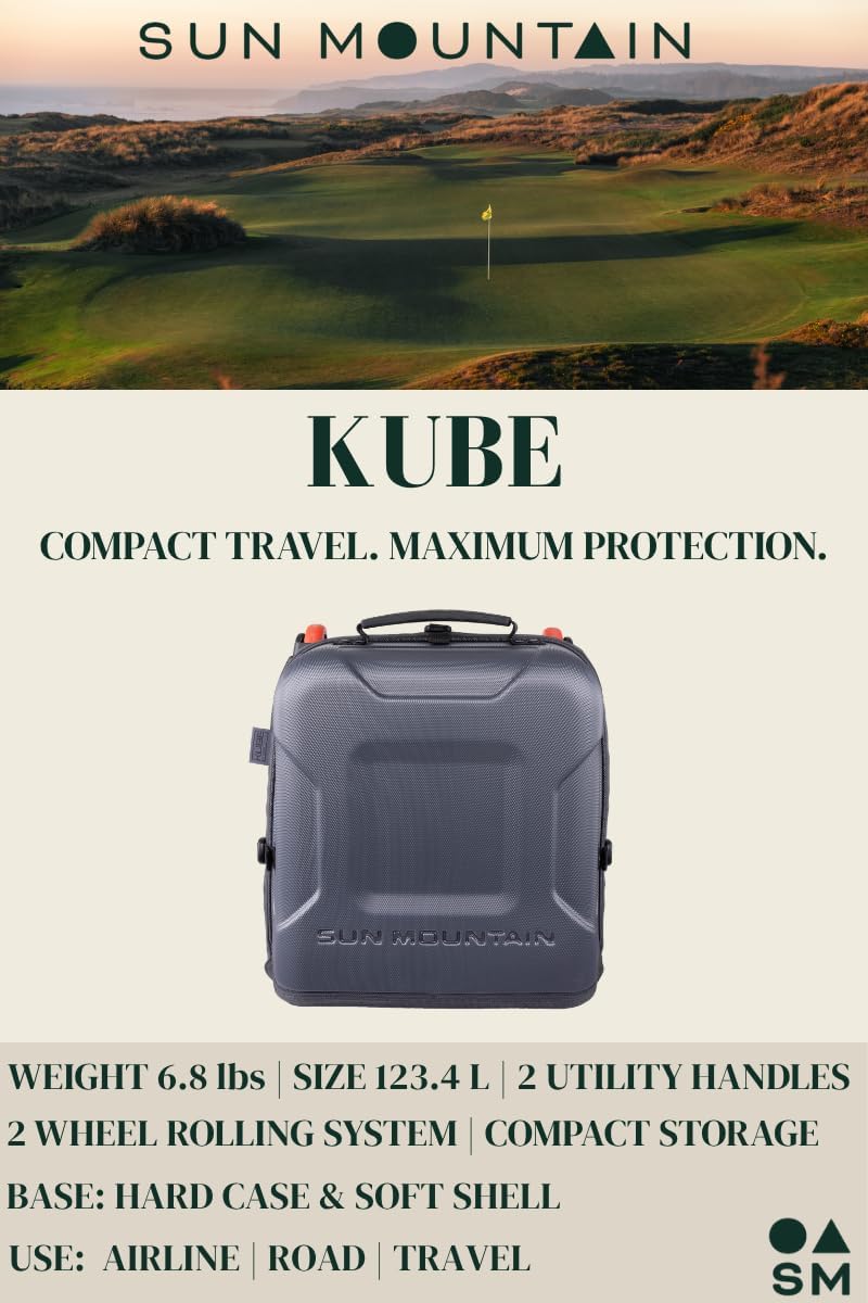Sun Mountain Kube Golf Travel Bag, 2-Wheel Rolling System-Compact Storage Case