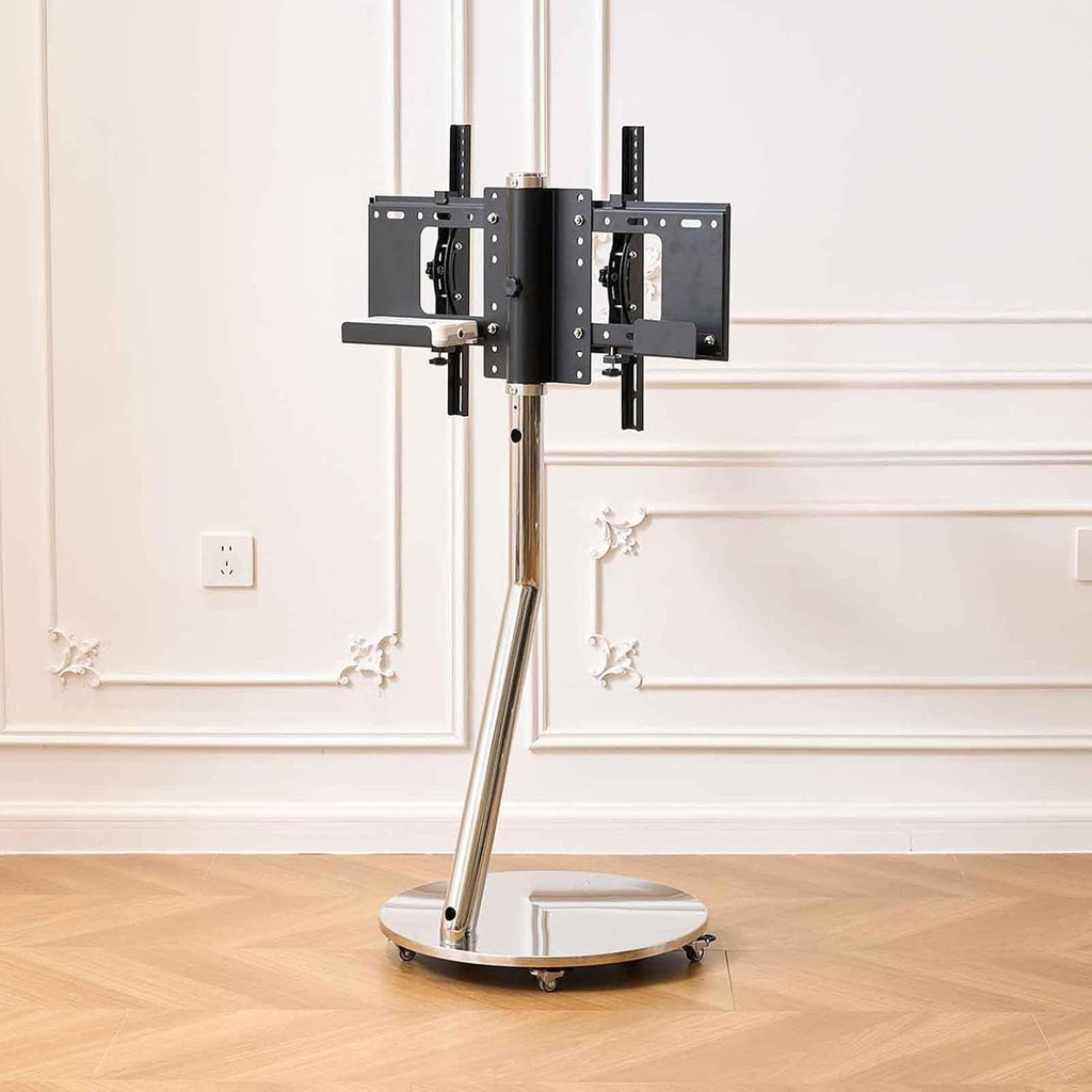 Floor-Standing TV Stand, Mobile On Wheels, Universal Stainless Steel, Portable Floor Holds, for 40-70 Inch LED Flat Screen, Up to 45kg