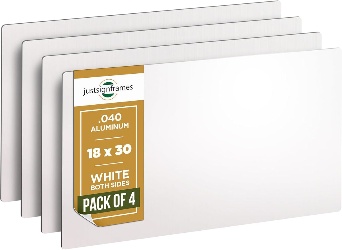 Blank Metal Sign (Pack of 4), Made of Aluminum Sheet Metal Plate to Create Custom Signs Outdoor Metal or Street Signs Customized For Your Own Personalized Banner, 18 x 30 x .040, White