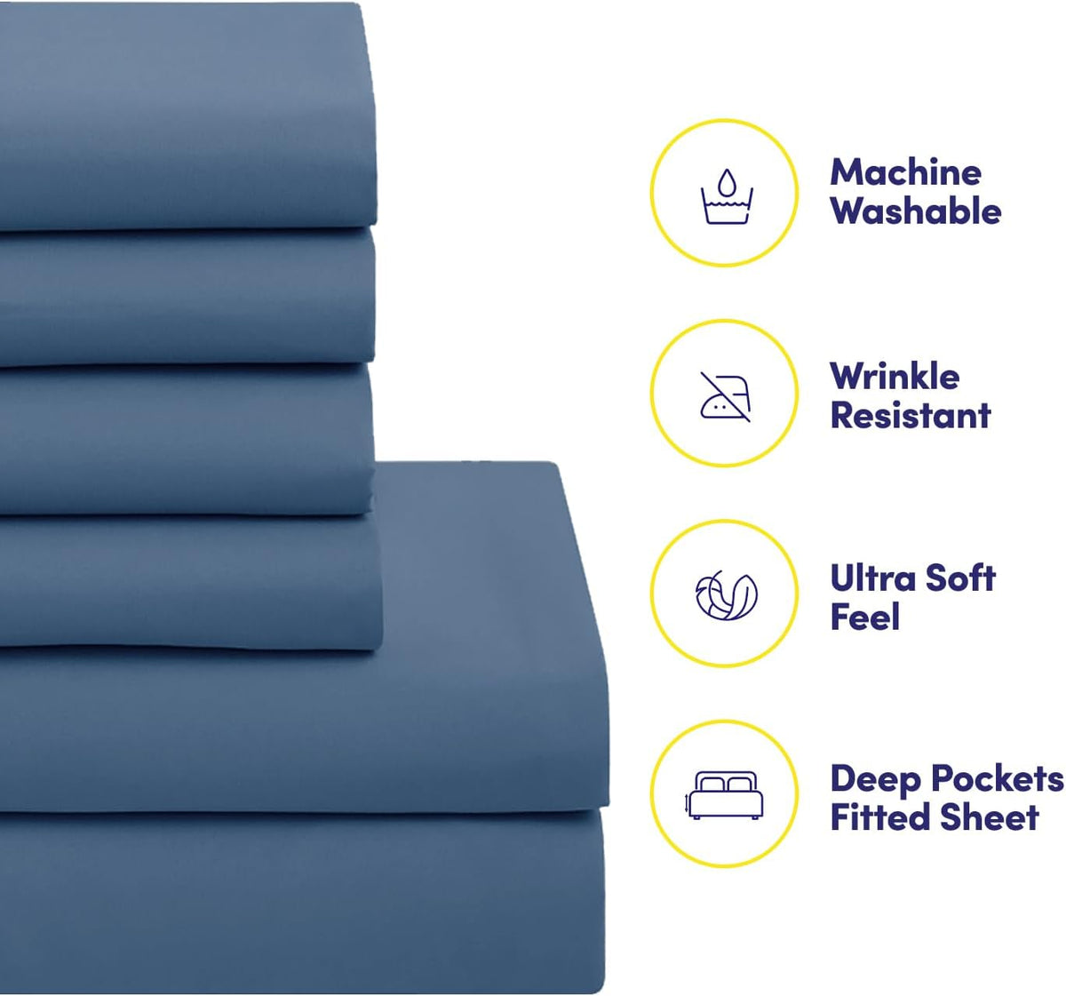 Sweet Home Collection 5 Piece Comforter Set Bag Solid Color All Season Soft Down Alternative Blanket & Luxurious Microfiber Bed Sheets, Denim, Twin (Pack of 4)