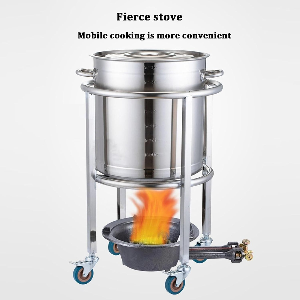 Stainless Steel Soup Bucket Rack with Handle ，Commercial Stock Pot Stand Mobile Gas Bottle Base，Heavy Duty Drum Dolly，Trash Can Roller Base with Wheels，Multifunctional Mover Carrier Barrel Frame