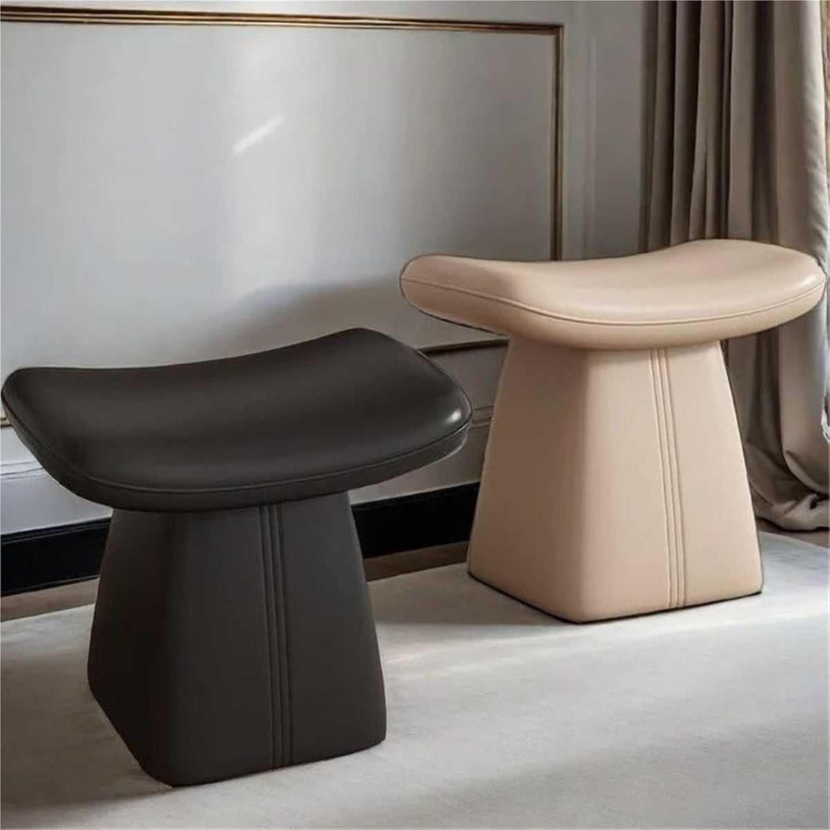 Vanity Chair Wooden Frame Makeup Stool Dressing Dinning Chair Leather Upholstered Vanity Bench for Living Room,Living Room
