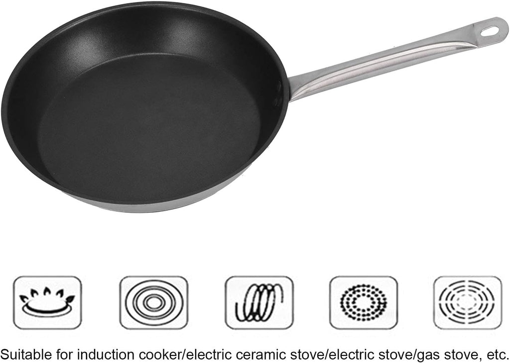 Gavigain Stainless Steel Frying Pan, kitchen Skillets Saucier Pan Non Stick Induction Pan Dishwasher and Oven Safe Omelet Pancake Maker for All Stove Kitchen Utensils
