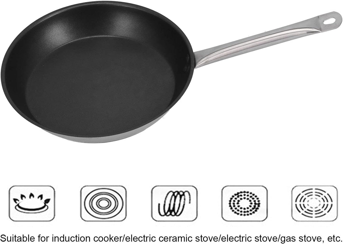 Gavigain Stainless Steel Frying Pan, kitchen Skillets Saucier Pan Non Stick Induction Pan Dishwasher and Oven Safe Omelet Pancake Maker for All Stove Kitchen Utensils