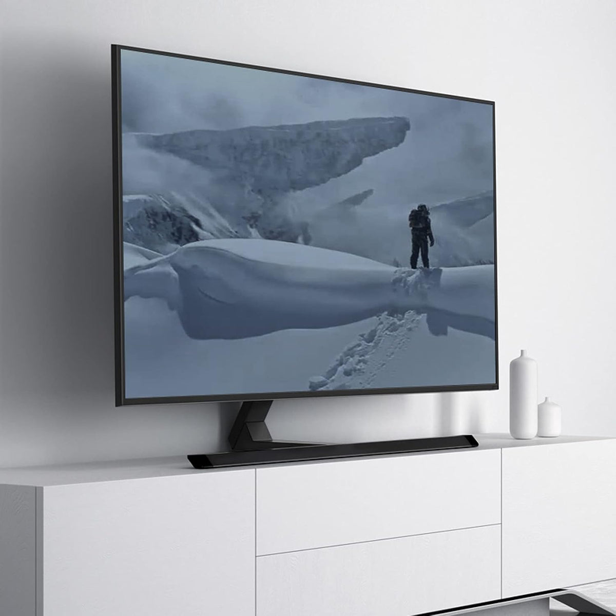 Universal Tv Stand Tv Stand Base Universal Tv Base Desktop Height-Adjustable Tv Stand 37'-75' Metal Tv Rotating Bracket, Holds Up to 88Lbs, Max Vesa 600X400Mm T,