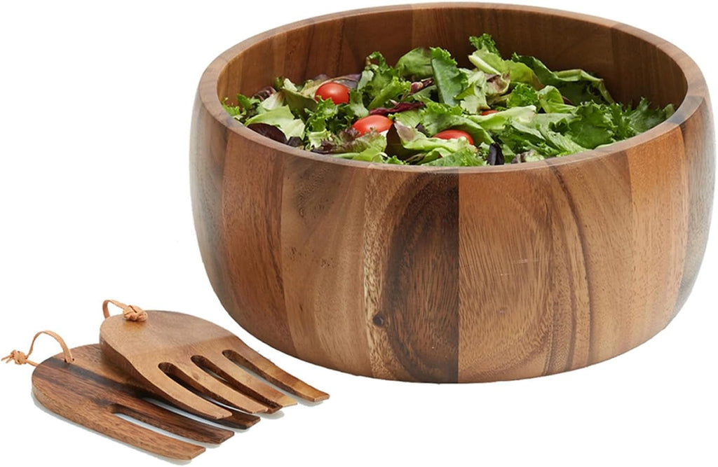 Woodard & Charles Acaica Wood 12' x 5' Serving Bowl Set with Serving Hands, 3 Piece Set ★★PACK OF 4★★