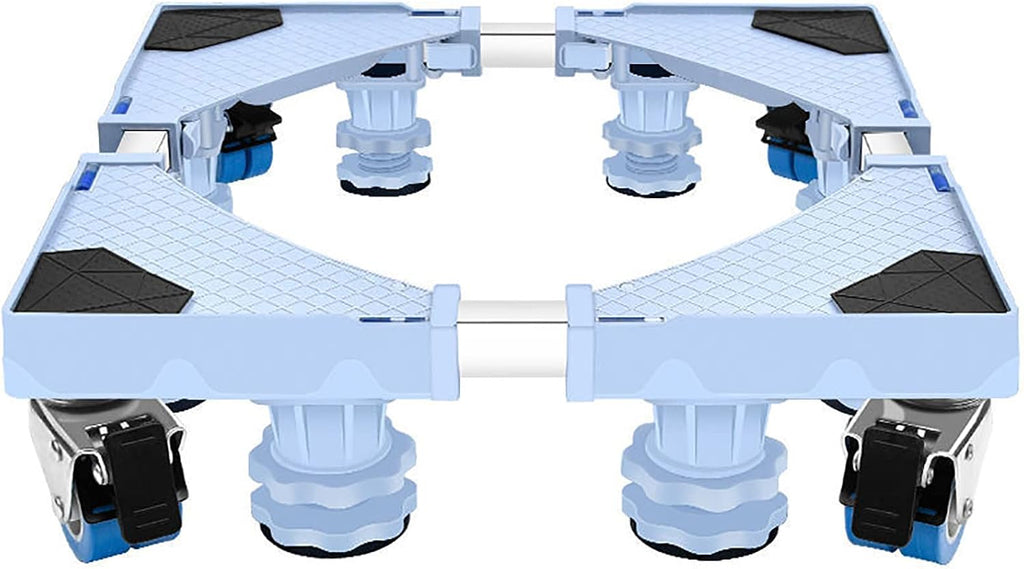 Adjustable Washing Machine Base, Universal Stand Mobile Roller for Washer, Dryer and Refrigerator, Movable Furniture Dolly Pedestal with 4 Locking Wheels and 4 Strong Feet
