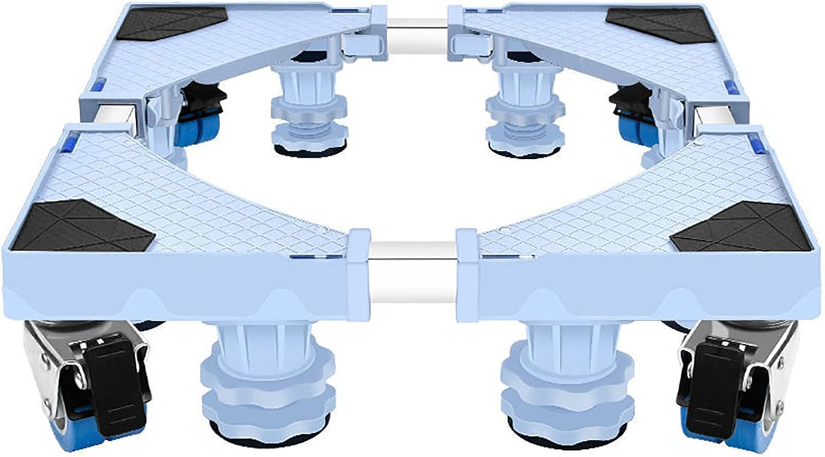 Adjustable Washing Machine Base, Universal Stand Mobile Roller for Washer, Dryer and Refrigerator, Movable Furniture Dolly Pedestal with 4 Locking Wheels and 4 Strong Feet