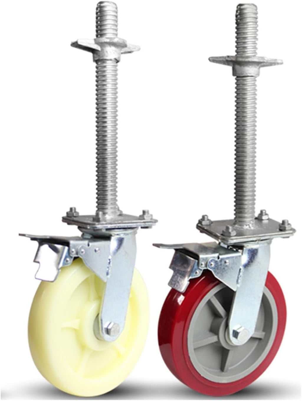 Adjustable 8Inch Swivel Casters with Universal Brake for Scaffolding Locking Mobile Base Set of 4 (White) HeavyDuty Easy Maneuverability Perfect for Industrial Use
