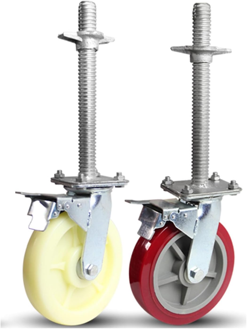 Adjustable 8Inch Swivel Casters with Universal Brake for Scaffolding Locking Mobile Base Set of 4 (White) HeavyDuty Easy Maneuverability Perfect for Industrial Use