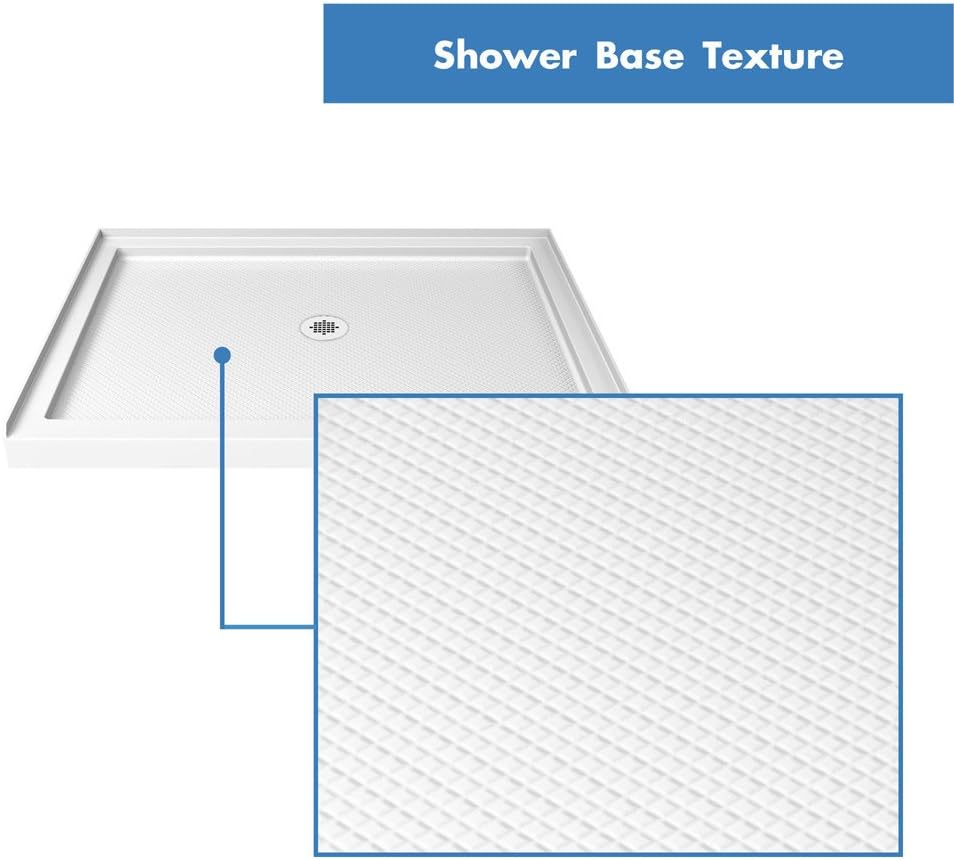 DreamLine 36 in. D x 48 in. W x 76 3/4 in. H Center Drain Acrylic Shower Base and QWALL-5 Backwall Kit In White, DL-6193C-01