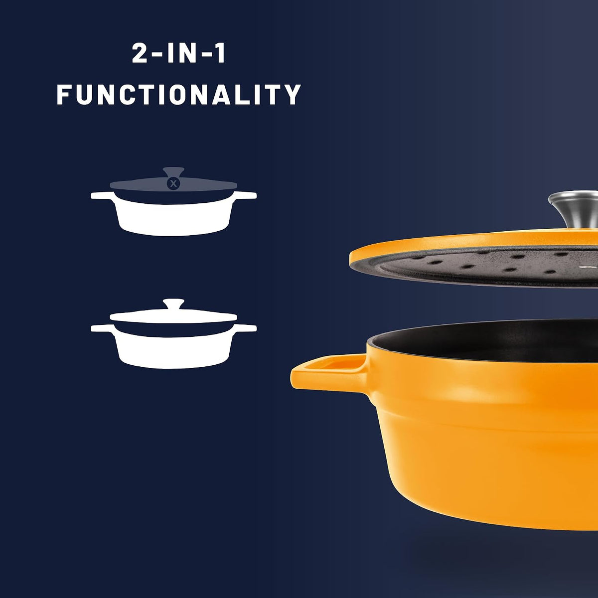 All American 1930 - Dutch Oven - The Saucier Set, Mustard Yellow - 5.5qt Capacity - Perfect for Sauces, Soups & Simmering - Non Stick & PFAS Free - Made in the USA