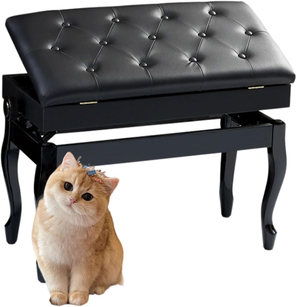 Piano Bench Piano Bench with Storage Piano Accessories Piano Bench Adjustable Height Vanity Stool Piano Bench Black Length 72cm*Width 34cm