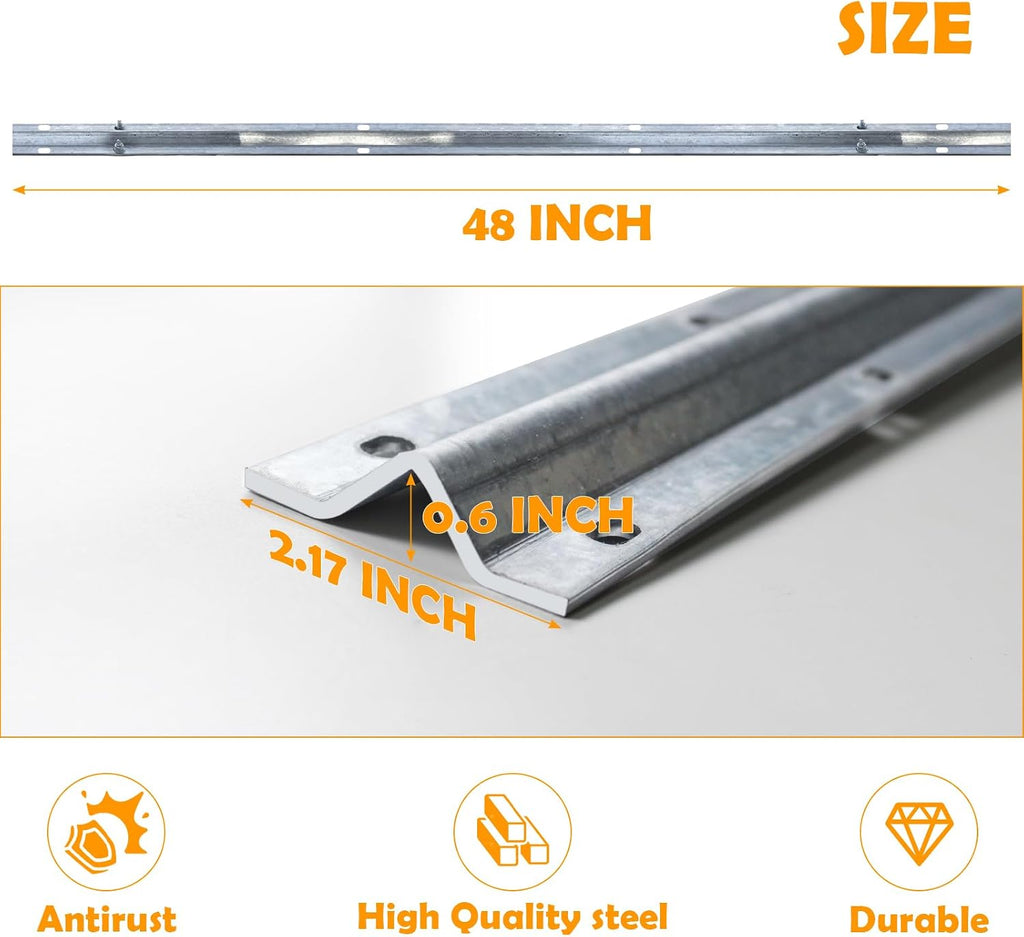 24 Ft V-Track for Sliding Gates, Galvanized Steel Heavy-Duty Inverted V-Groove Track with Hammer Drive Anchors, Durable & Rust-Resistant Rolling Gate Rail for Driveways Systems(4FT6PCS)