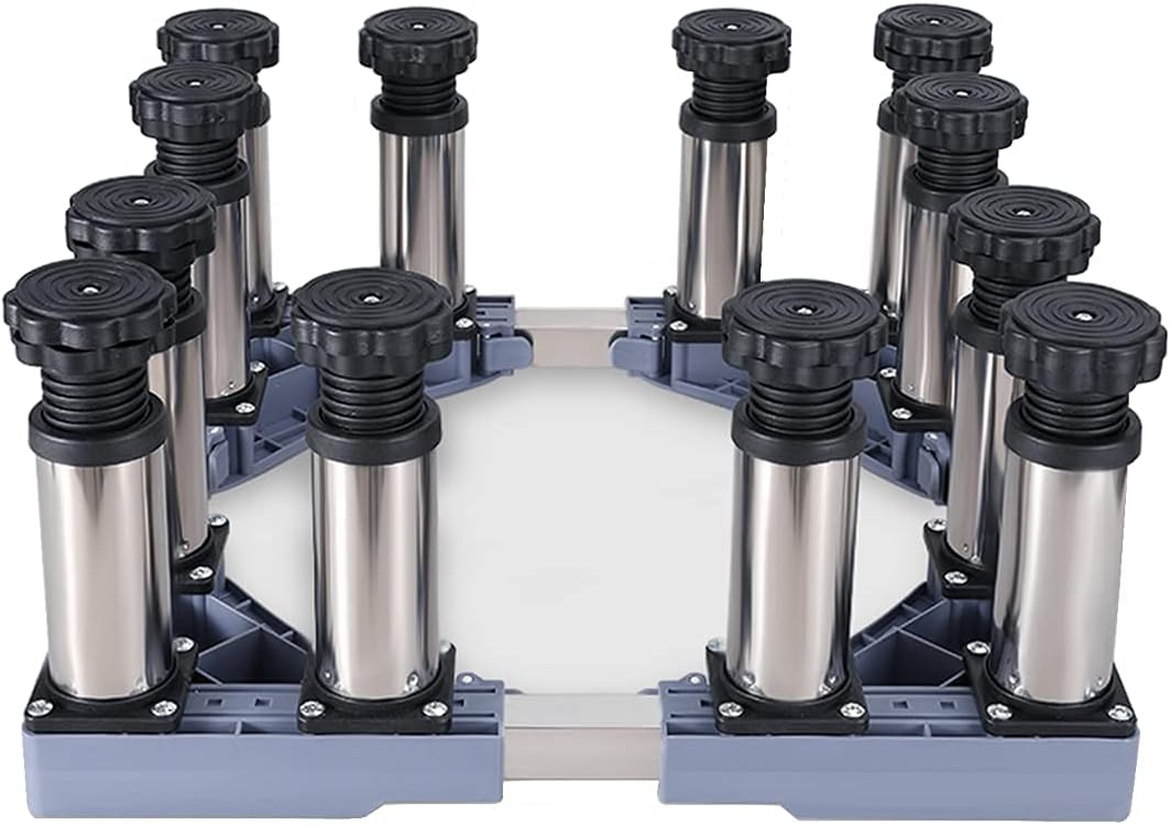 Adjustable Washing Machine Base Upgraded Washing Machine Stand Universal Fridge Base Stand Retactable Furniture Base Bracket Adjustable 47.5-63cm Stand Heavy Machines Stand 4/