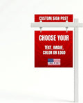 Custom Real Estate Sign Post By BCB Print – Yard Sign Holder with Hanging Panel and Stake | Outdoor Sign Post for Business Sale, Advertising and Open House Signs | Made in USA.
