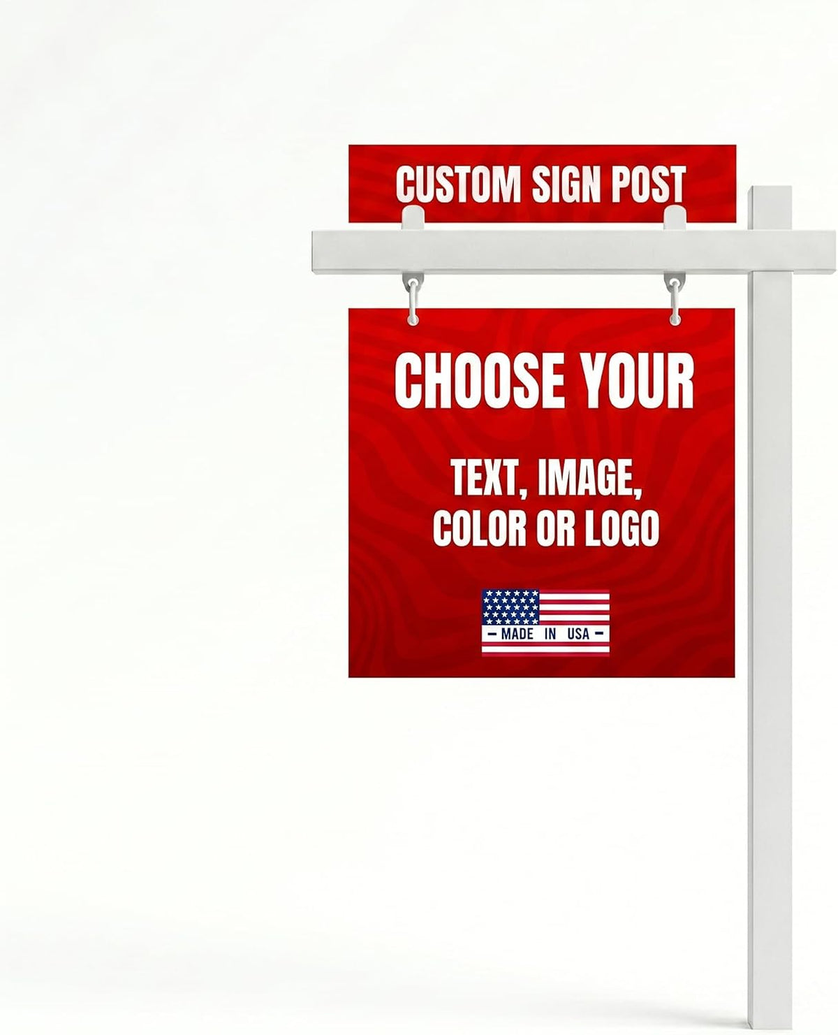 Custom Real Estate Sign Post By BCB Print – Yard Sign Holder with Hanging Panel and Stake | Outdoor Sign Post for Business Sale, Advertising and Open House Signs | Made in USA.