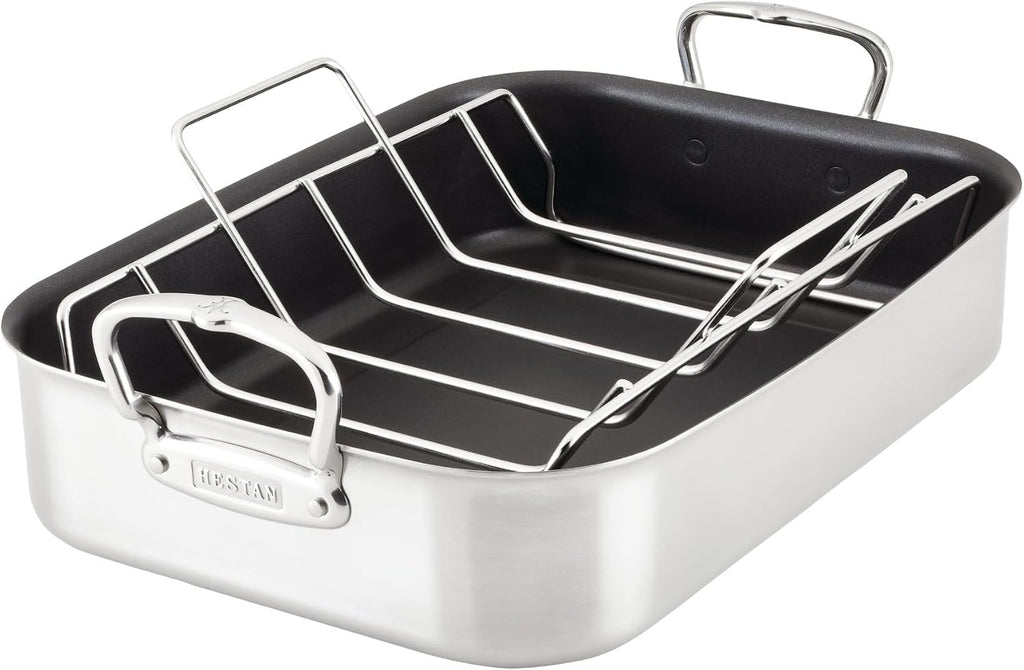 Hestan Provisions – 16.5' Classic Clad Nonstick Roasting Pan with Stainless Steel Rack