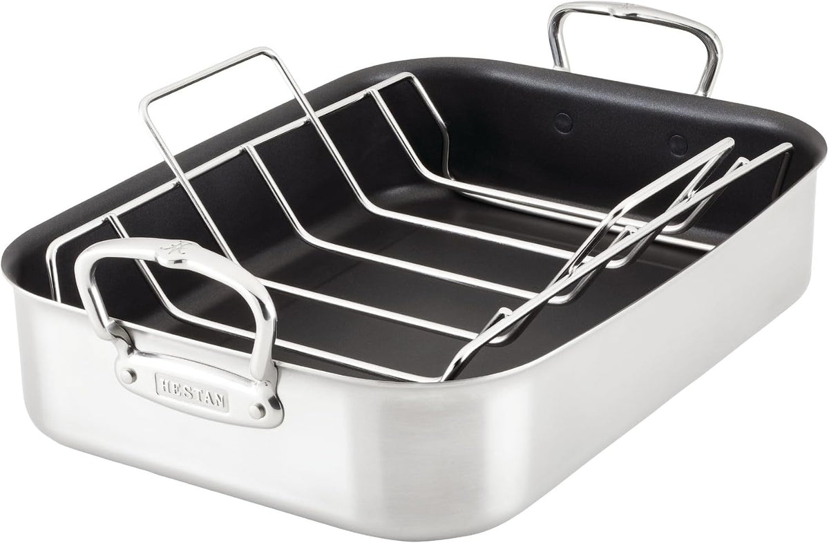 Hestan Provisions – 16.5' Classic Clad Nonstick Roasting Pan with Stainless Steel Rack