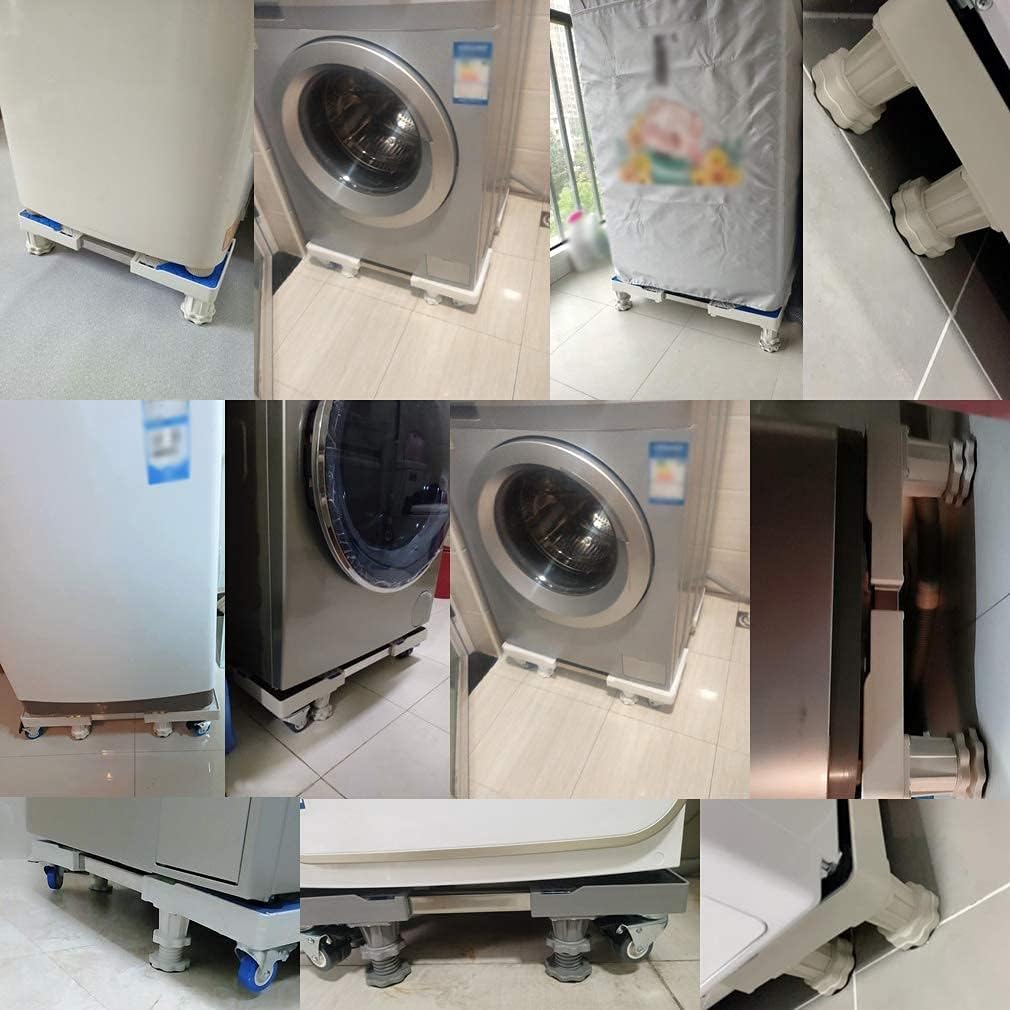 Adjustable Washing Machine Base Washing Machine Stand Universal Anti-Rust Heavy Duty Dryer Base Holder Bracket Length/Width 43-65cm Stand for Fridge, Air Conditioner, Dishwash