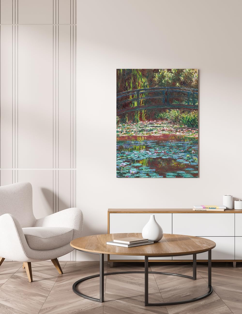 DECORARTS - Water Lily Pond (1900) by Claude Monet, Museum-Quality Giclee Canvas Print, Wall Art Reproduction, 30' W x 40' H, Made in USA