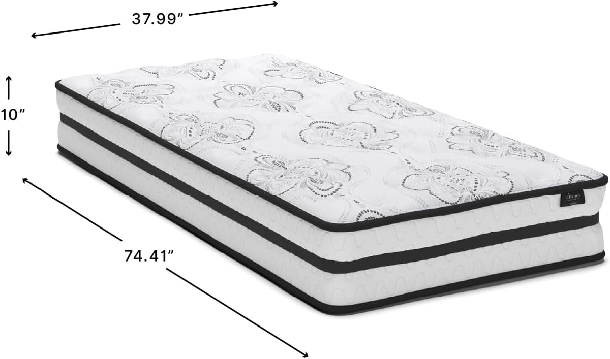 Signature Design by Ashley Twin Size Chime 10 Inch Medium Firm Hybrid Mattress with Cooling Gel Memory Foam for Pressure Relief, Fiberglass-Free, Mattress In A Box