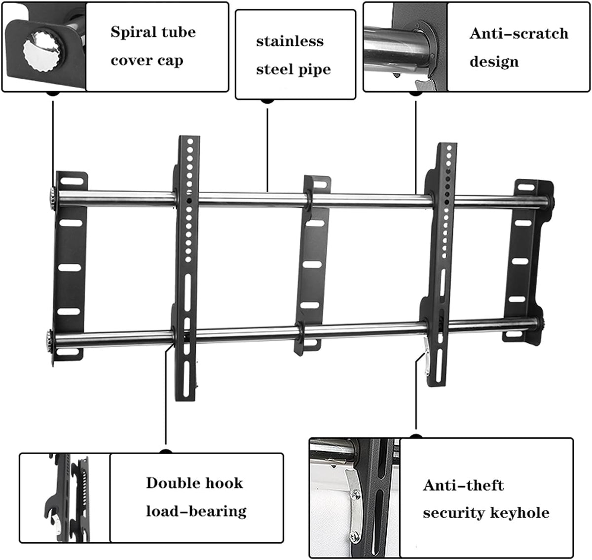 Universal Tv Stand Tv Stand Base Stainless Steel Tv Mount Low Profile Tv Wall Mount Bracket Universal Fixed Wall Tv Bracket Fits Most 32 to 100 Inch Flat Panel,a-XL
