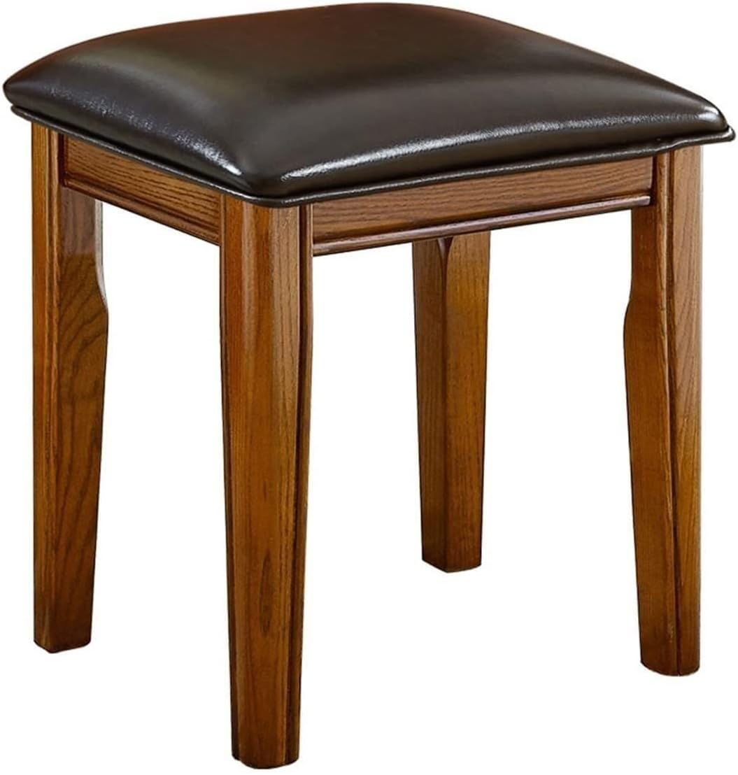 Vanity Benches，Leather Footstools, Piano Stool, Living Room and Bedroom Desk Stools (Color : Black)