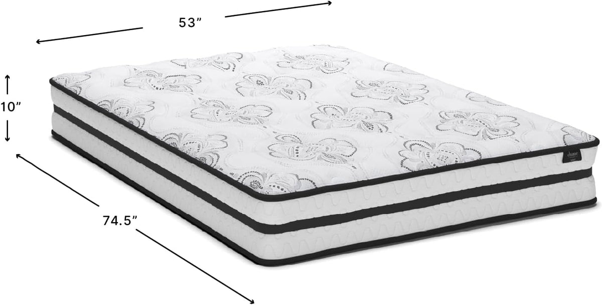 Signature Design by Ashley Full Size Chime 10 Inch Medium Firm Hybrid Mattress with Cooling Gel Memory Foam for Pressure Relief, Fiberglass-Free, Mattress In A Box