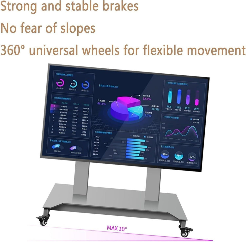 Motorized TV Mount - Mobile TV Cart On Wheels - Mobile TV Stand Cart with Height Adjustable, 4 Step Height Memory Function, Motorized TV Lift Fits 52-100 Inch Screen(B)