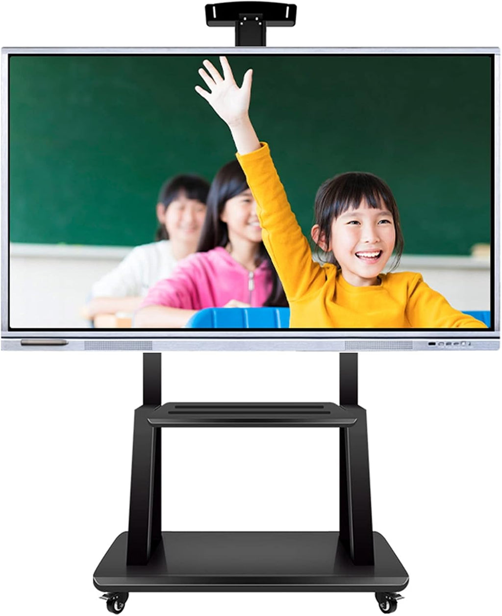 Mobile TV Cart with Wheels for 32-75 Inch, Heavy Duty Universal Floor TV Stand Height Adjustable with 3 Storage Shelf, Loads 300Lbs Beautiful Scenery
