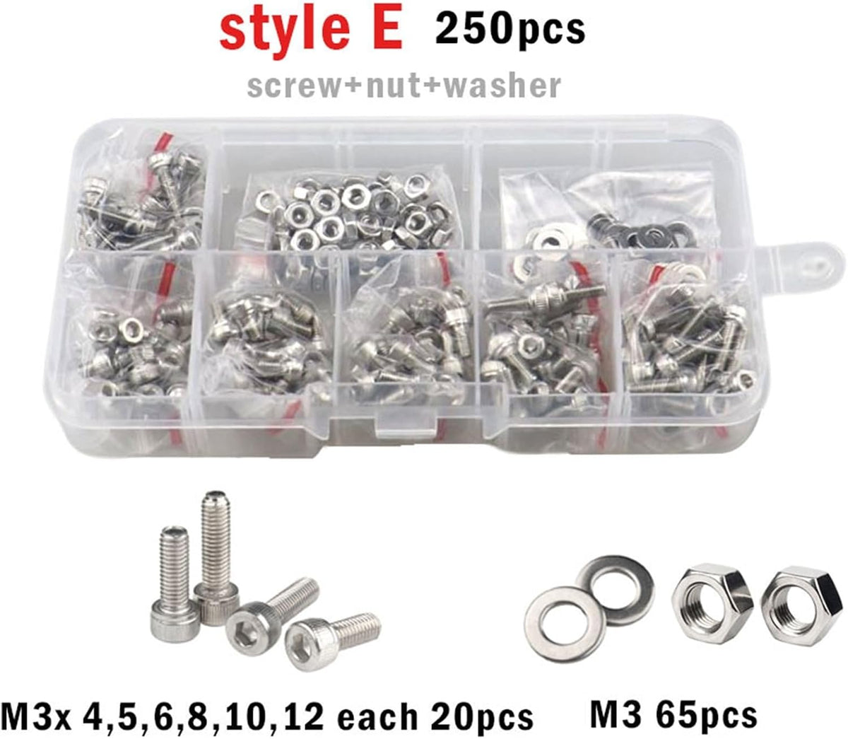 M1.6 M2 M3 M4 M5 304 Stainless Steel Allen Hexagon Hex Socket Cap Button Flat Head Screw Bolt Nut Set Assortment Kit for Road Bicycle, Mountain Bike, Auto Etc(M1.6-M3-2100pcs)