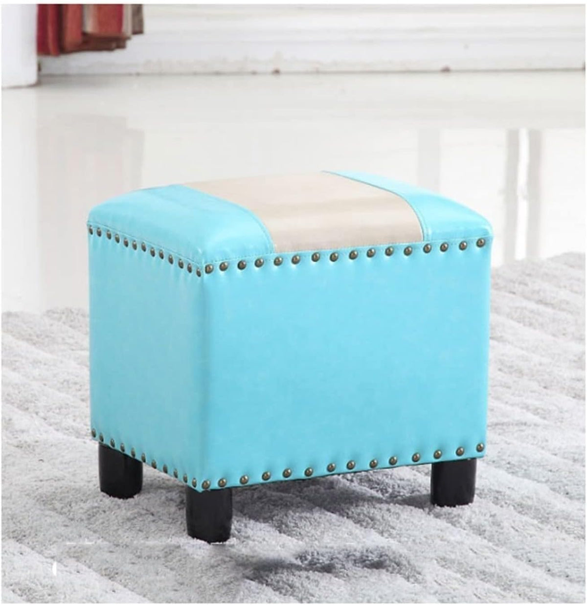 Vanities Benches, Desk Stools, Leather Piano Stool, Footstools(Blue)