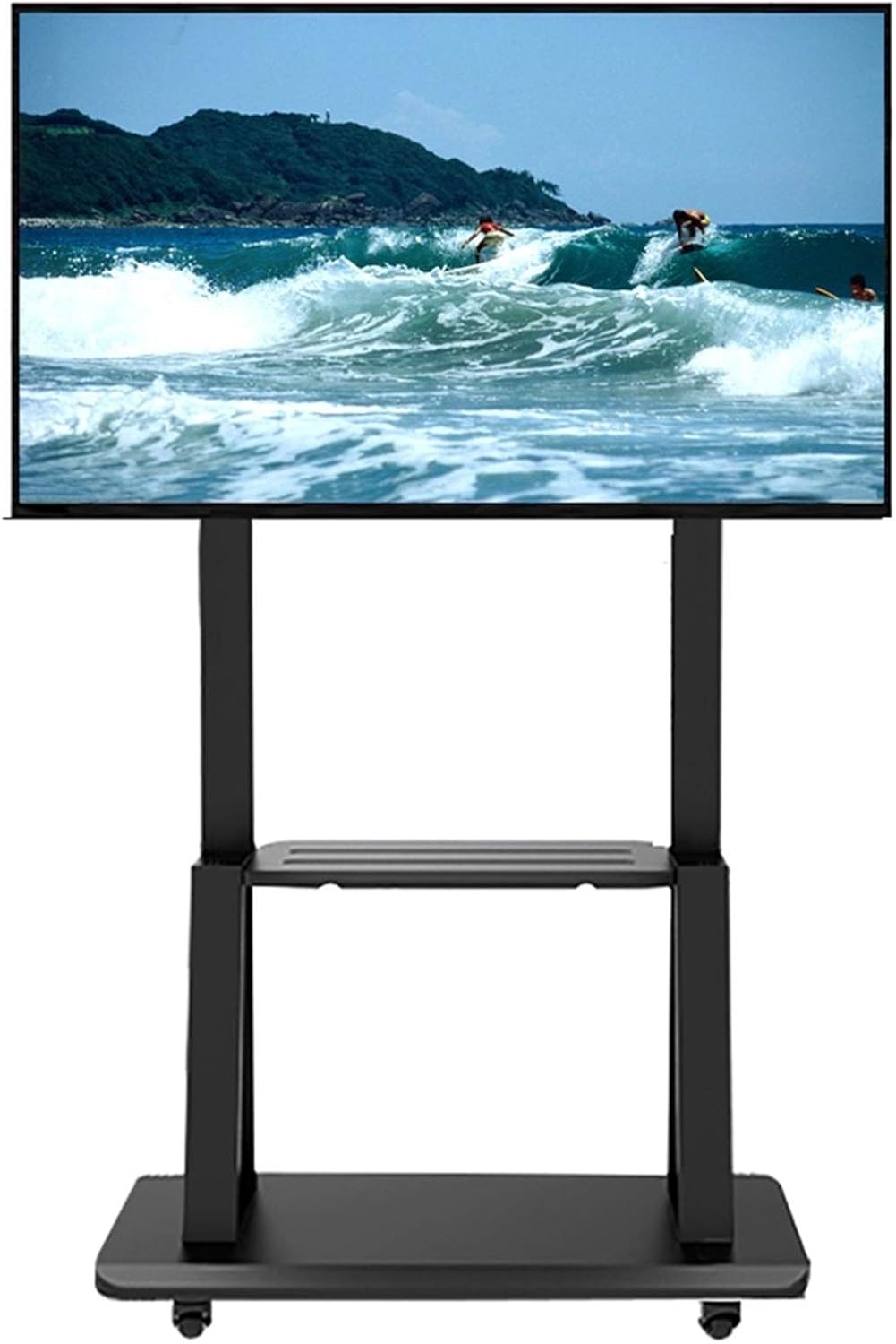 Mobile Tv Cart Rolling Stand for 32-75 Inch Tvs,Universal Base Trolley with Lockablels and Storage Tray,Load Capacity 115Kg