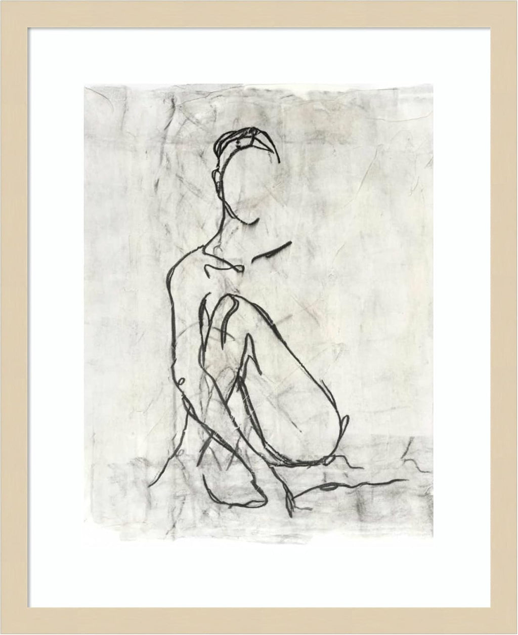 Amanti Art Framed Wall Art Print 21x17 Embellished Nude Contour Sketch II by Ethan Harper, Abstract Wall Art, Modern Contemporary Decor, Small Poster Painting Artwork for Living Room, Bedroom,