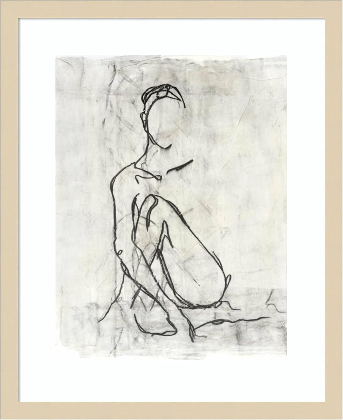 Amanti Art Framed Wall Art Print 21x17 Embellished Nude Contour Sketch II by Ethan Harper, Abstract Wall Art, Modern Contemporary Decor, Small Poster Painting Artwork for Living Room, Bedroom,