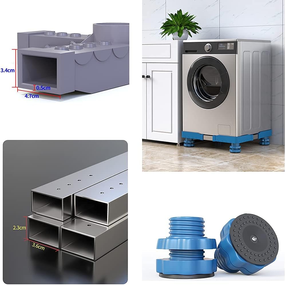 Washing Machine Base Universal Adjustable Refrigerator Holder Bracket Length 50-62cm Width 47-59cm Washer Pedestals & Frames Stent for Dishwasher ice Maker (Grey)