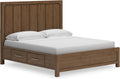 Signature Design by Ashley Cabalynn Modern 4-Drawer California King Platform Bed with Storage, Foundation or Box Spring Not Needed, Light Brown