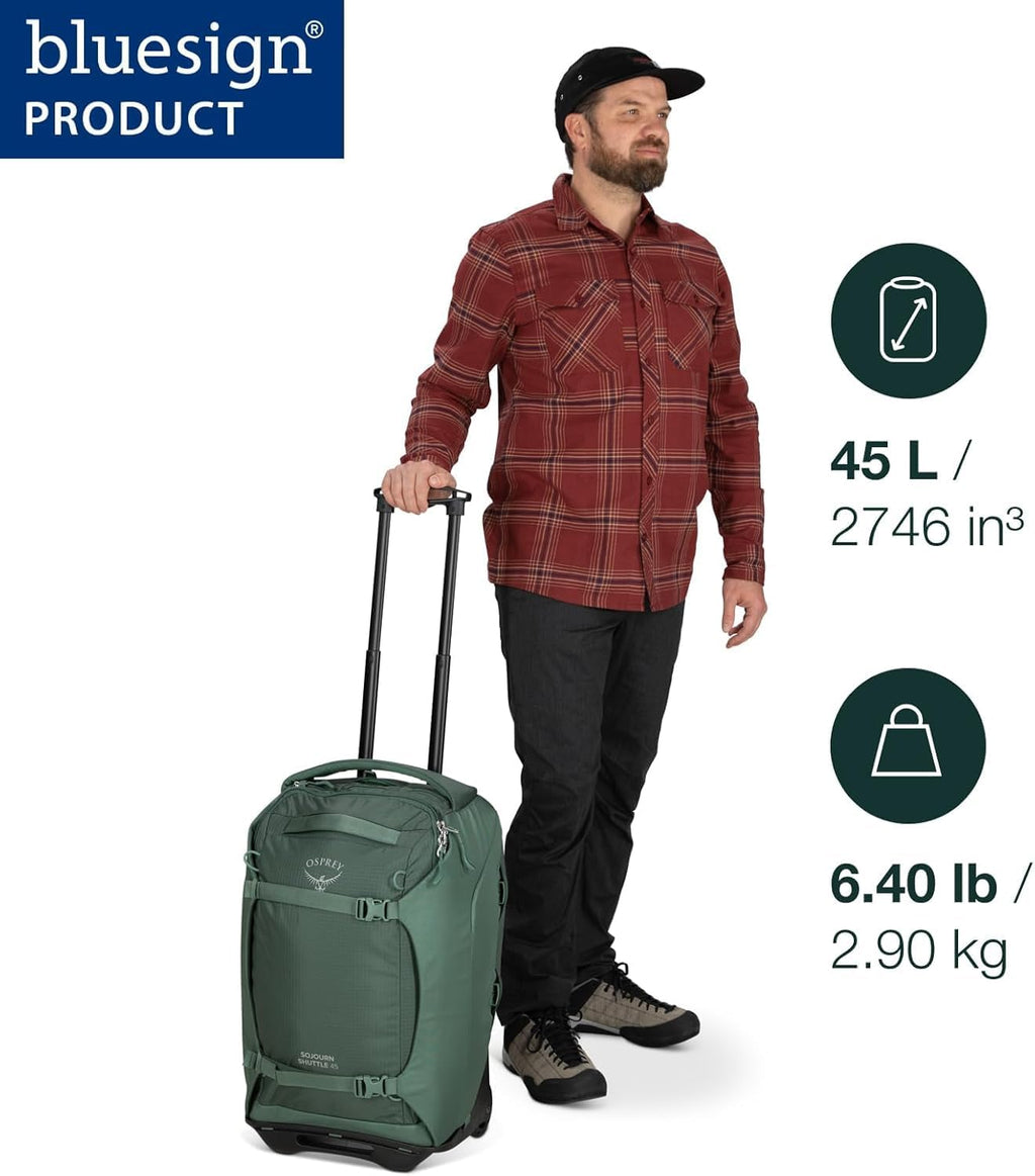 Osprey Sojourn 22'/45L Wheeled Travel Backpack with Harness, Koseret Green