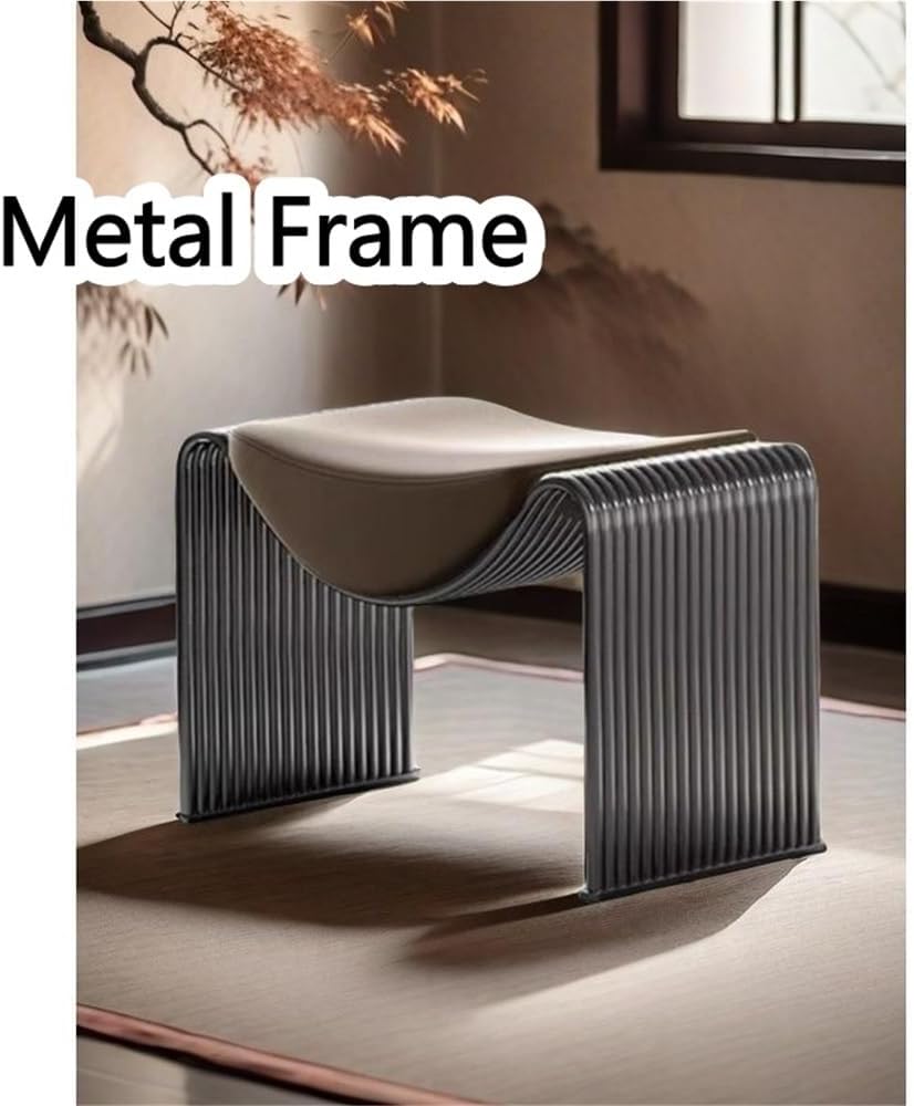 Minimalist Entryway Stool, Compact Foot Rest, Modern Vanity Bench, Stylish Makeup Stool, Multifunctional Shoe Bench for Living Room, Entrance(Black)