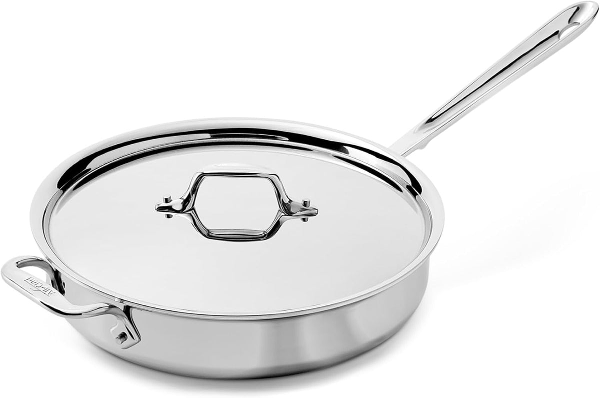 All-Clad D3® Stainless Steel 3 Quart Saute Pan Covered- Made in the USA- The Original Bonded Professional Cookware- Oven Safe & Induction Compatible