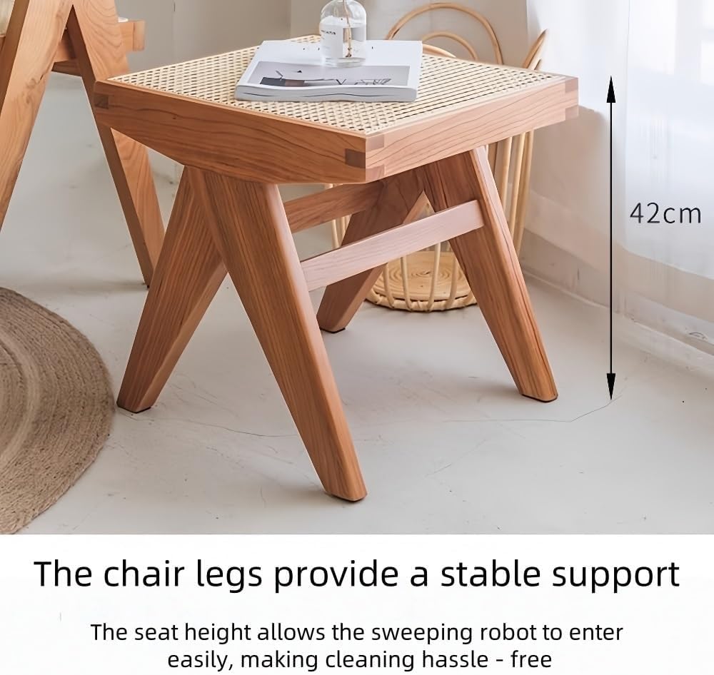 Stool with Rattan Entryway Shoe Bench Vanity Stools Dressing Stool Small Sitting for Living Room Lightweight(Multi-Colored)