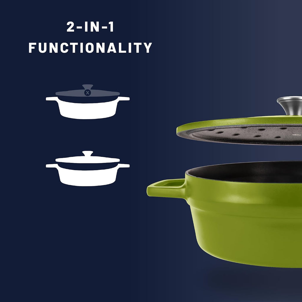 All American 1930 - Dutch Oven - The Saucier Set, Kelp Green - 5.5qt Capacity - Perfect for Sauces, Soups & Simmering - Non Stick & PFAS Free - Made in the USA