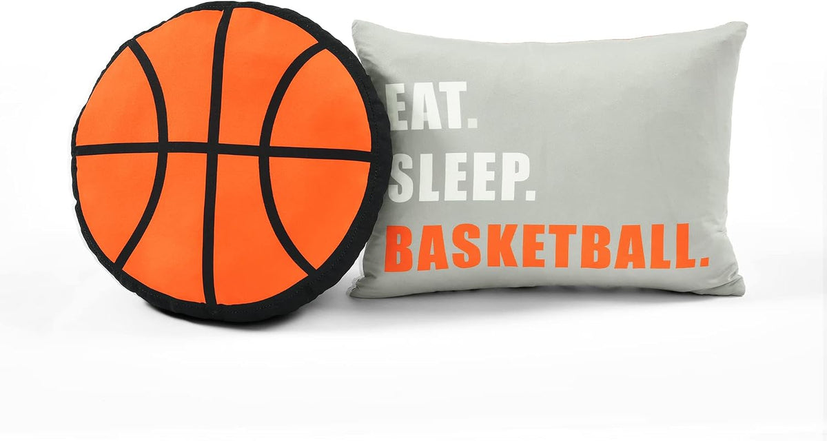 Lush Decor Basketball Game Reversible Oversized 5 Piece Quilt Set - Cozy & Soft Kids Sports Themed Bedding Set - Full/ Queen, Charcoal