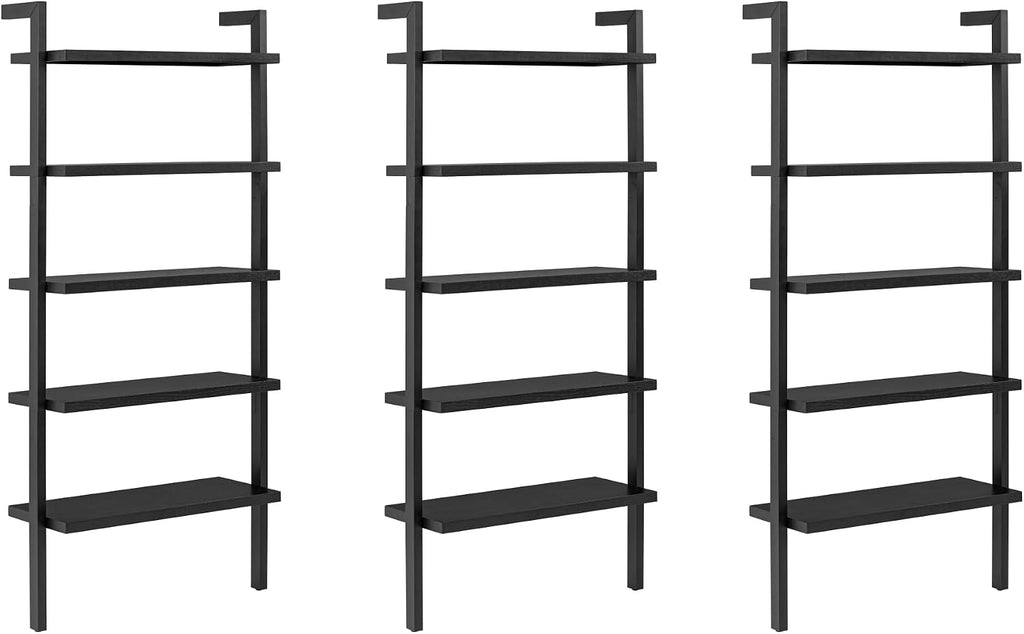 Nathan James Beacon Bohemian 5 Tier Bookshelf, Wall Mounted Bookcase, Solid Wood Bookshelf in Black Oak, Set of 3