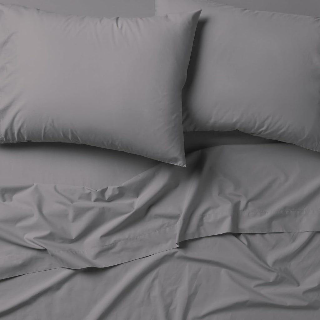 Tuft & Needle Queen Percale Sheet Set – 100% Supima Cotton, Crisp & Cooling Sheets for Hot Sleepers, Breathable & Durable Hotel-Quality Bedding, Deep 16' Pockets, Oeko-Tex Certified, Gray Quill