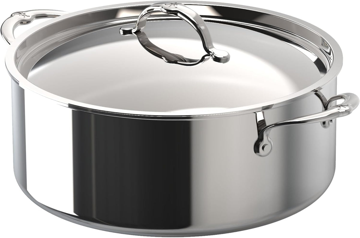 Hestan ProBond Luxe 9-Quart Polished Professional Clad Stainless Steel Rondeau with Lid